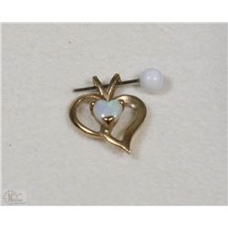 10 KT YELLOW GOLD HEART PENDANT W/OPAL