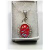 Image 1 : PINK OVAL LAB FIRE OPAL PENDANT & CHAIN