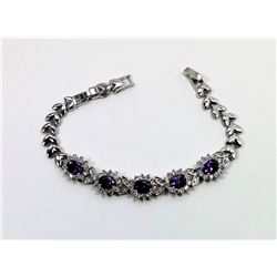 PURPLE & CLEAR SWAROVSKI CRYSTAL BRACELET