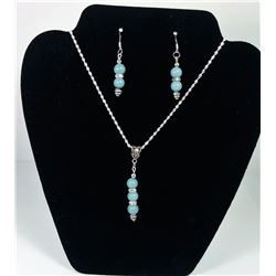 NATURAL AQUA MARINE PENDANT & EARRINGS