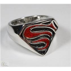 SUPERMAN LOGO SILVER TONE RING