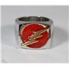 Image 1 : GOLD PLATED RED LIGHTNING THUNDER BOLT SIGNET