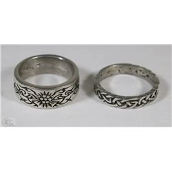 LOT OF HEAVY 2 MENS BAND RINGS