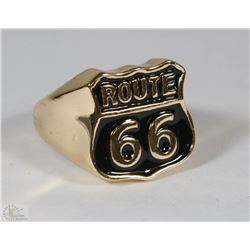 ROUTE 66 MEN'S GOLD PLATED BIKER RING SZ10