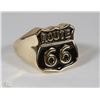 Image 1 : ROUTE 66 MEN'S GOLD PLATED BIKER RING SZ10