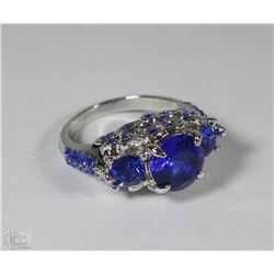 SILVER PLATED SYNTHETIC SAPPHIRE & CUBIC