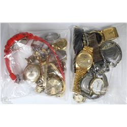 2 BAGS OF WATCH PARTS, PIECES AND STRAPS, SOME