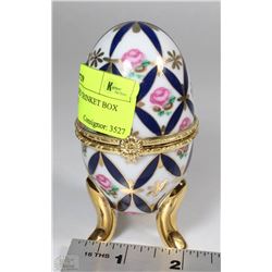 FABERGE EGG BIRD TRINKET BOX  STERLING SILVER