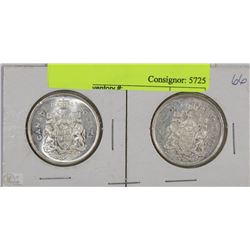 TWO -1966 HALF DOLLAR COINS