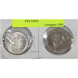 1968 CANADIAN ONE DOLLAR COIN & 1966 FIFTY CENT