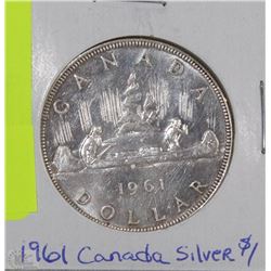 1961 CANADIAN SILVER $1 DOLLAR COIN