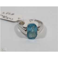925 STERLING SILVER RING SIZE 7 BLUE CUBIC STONE