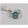 Image 1 : 925 STERLING SILVER RING SIZE 7 BLUE CUBIC STONE