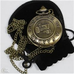 BRONZE POCKET WATCH FARMER FACE WITH CHAIN