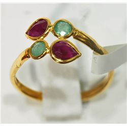 #1-22KT YELLOW GOLD RUBIES & EMERALDS RING