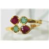 Image 2 : #1-22KT YELLOW GOLD RUBIES & EMERALDS RING