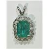 Image 1 : #2-14KT WHITE GOLD EMERALD & DIAMOND PENDANT