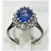 Image 2 : #4-14KT WHITE GOLD TANZANITE & DIAMOND RING
