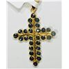 Image 1 : #5-18KT YELLOW GOLD SAPPHIRE CROSS PENDANT