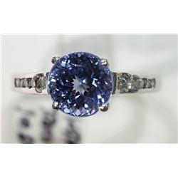 #7-14KT WHITE GOLD TANZANITE & DIAMOND RING