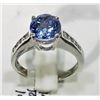 Image 2 : #7-14KT WHITE GOLD TANZANITE & DIAMOND RING