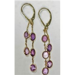 #9-14KT YELLOW GOLD PINK SAPPHIRE EARRINGS