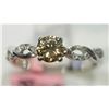 Image 1 : #11-14KT WHITE GOLD COGNAC & WHITE DIAMOND RING