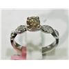 Image 2 : #11-14KT WHITE GOLD COGNAC & WHITE DIAMOND RING