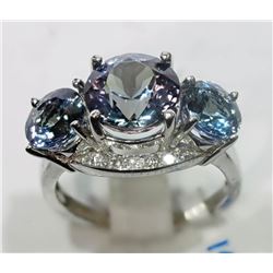 #14-14KT WHITE GOLD TANZANITE & DIAMOND RING