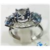 Image 3 : #14-14KT WHITE GOLD TANZANITE & DIAMOND RING