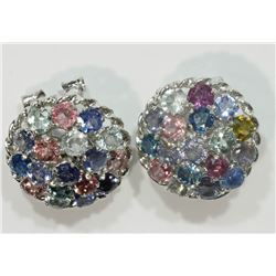 #16-STERLING SILVER SAPPHIRE EARRINGS