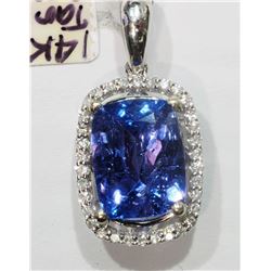 #21-14KT WHITE GOLD TANZANITE & DIAMOND PENDANT