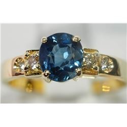 #27-14KT YELLOW GOLD SAPPHIRE & DIAMOND RING