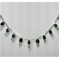 #29-14KT WHITE GOLDBLUE &WHITE SAPPHIRE NECKLACE
