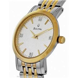 #30-BULOVA DIAMOND STAINLESS STEEL LADIES WATCH