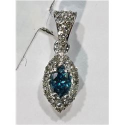 #33-14KT WHITE GOLD BLUE & WHITE DIAMOND PENDANT