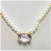 Image 1 : #34-14KT YELLOW GOLDPEARL & ROSE QUARTZ NECKLACE