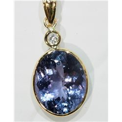 #37-14KT YELLOW GOLD TANZANITE & DIAMOND PENDANT