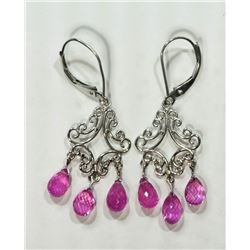 #38-14KT WHITE GOLD TEAR DROP SAPPHIRE EARRINGS