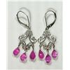 Image 1 : #38-14KT WHITE GOLD TEAR DROP SAPPHIRE EARRINGS
