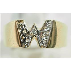 #46-10KT Y&W GOLD "W" SHAPE DIAMOND MEN'S RING