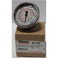 TOPRING LIQUID GAUGE 2-1/2"-1/4 CBM 0-200 SS/BRASS