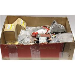 LOT OF ASSORTED PARTS INCL VALVES, HOOK ENDS, LAMP