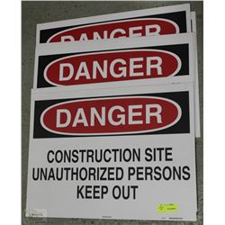 LOT OF DANGER CONSTRUCTION SITE SIGNS