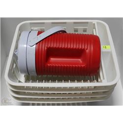 LOT OF RUBBERMAID DRAINERS AND WATER COOLER