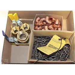 BOX WITH ELBOW CONNECTORS, ON/OFF VALVES AND CHAIN