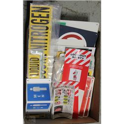 BOX OF ASSORTED SIGNAGE