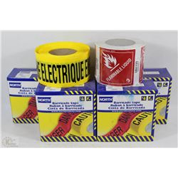 LOT OF 5 NORTH BARRICADE TAPE AND FLAMMABLE LIQUID