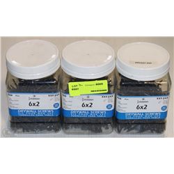 LOT OF THREE 300PC 6X2 DRYWALL SCREWS