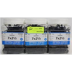 LOT OF THREE 250PC 7X2-1/2 DRYWALL SCREWS